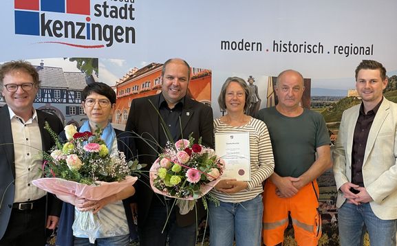 v.l.n.r. Markus Bührer, Dina Korzilius, Bürgermeister Dirk Schwier, Claudia Bold, Franz-Josef Frank, Matthias Leser
